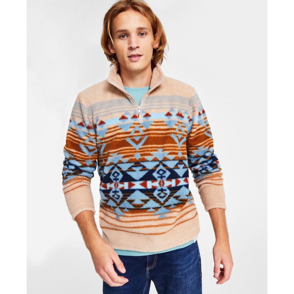 Sun + Stone Men's XL Desert Snow Sherpa Fleece‎ Pullover NWT